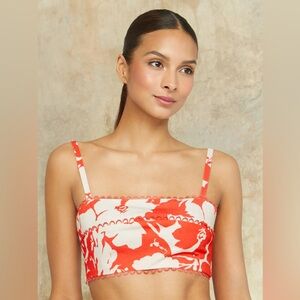 NWT Amur Alina Cotton Floral Bra Top Coral Colorblock Flowers Size 6